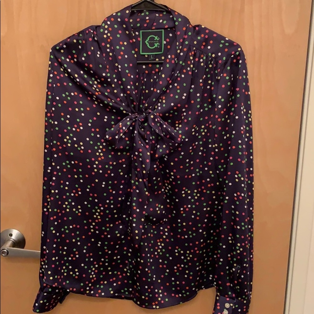 Silk bow tie blouse